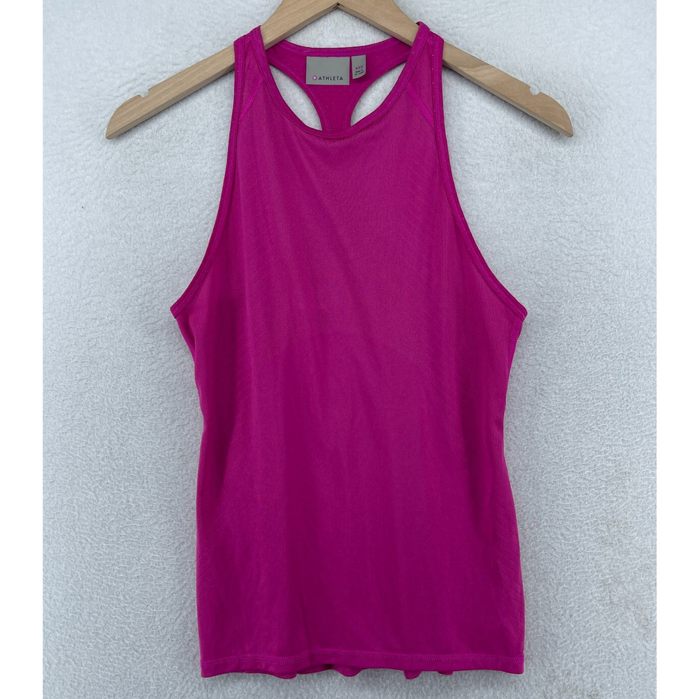 ATHLETA Tank Top 2XS Surge Mesh Racerback Athletic Yoga Workout Gym Pink